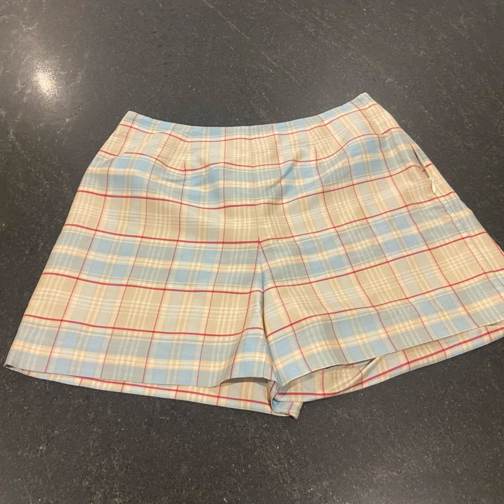 INC International Concepts Multicolor Plaid Silk Shorts